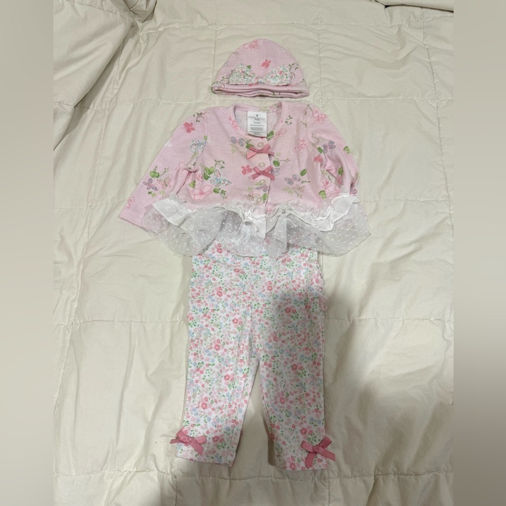 Laura Ashley Pink and Green Baby Outfit